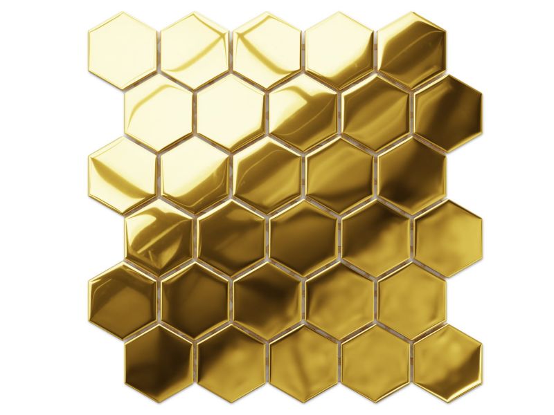 Heksagon Mozaika szklana Ilcom złota gold metallic 24.7 x 25.5 cm 1 szt.