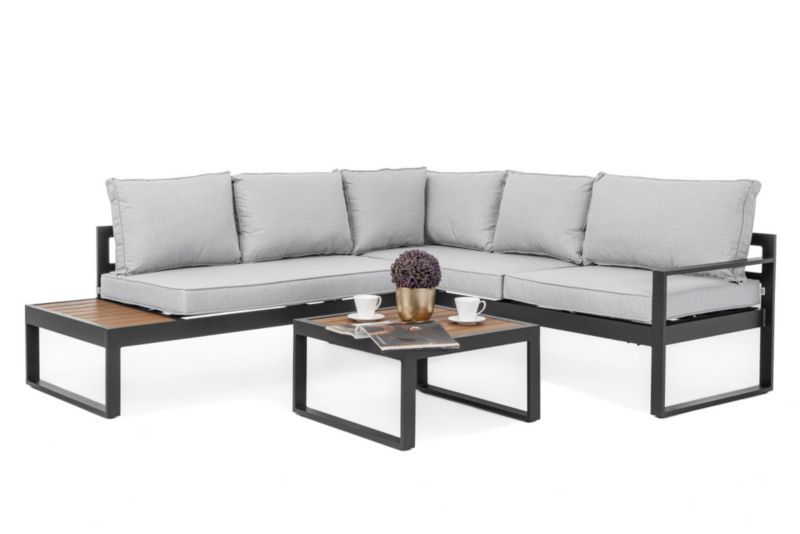 Zestaw mebli ogrodowych narożnik New Home NICEA szaro grafitowy lewy aluminiowy 1 kpl