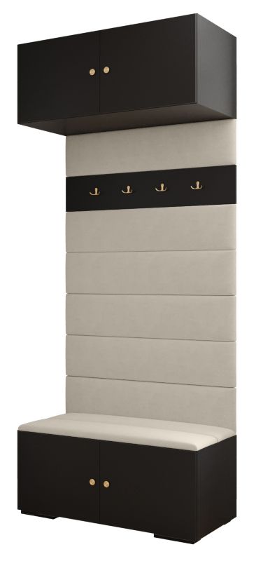 Garderoba wysoka do przedpokoju Abiks INOVA 2 czarny+złoty+man02 1 szt.