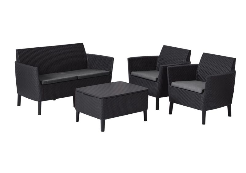 Meble ogrodowe Keter Salemo z 2-osobową sofą, 2 fotele i stolik Brąz, 1 kpl.