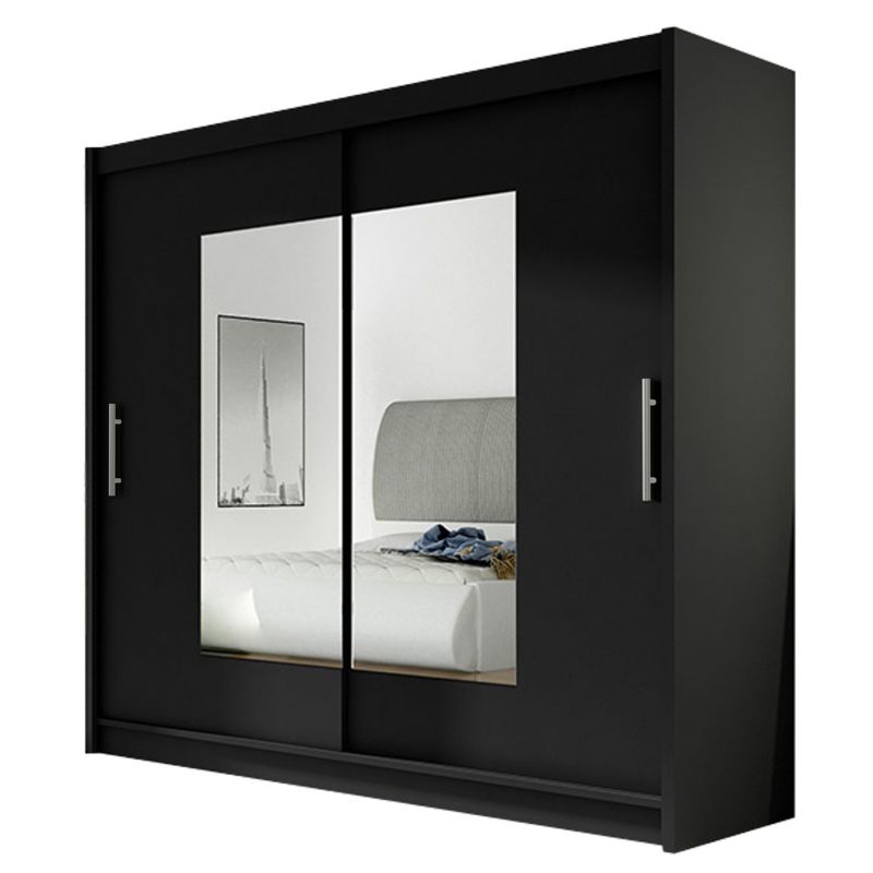 Szafa MIRJAN 24 z drzwiami przesuwnymi London VII czarny/lustro 1 szt.
