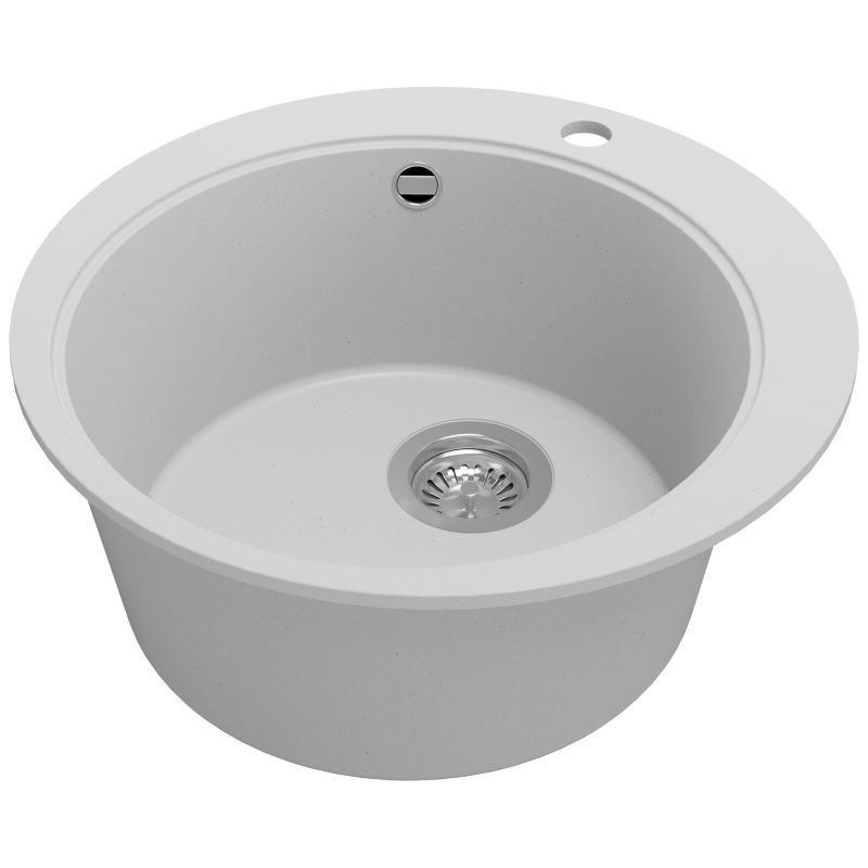 Zlewozmywak Okrągły Piza PRIMAGRAN Nablatowy 50x50cm do szafki od 45cm z Syfonem Szary 1 szt.