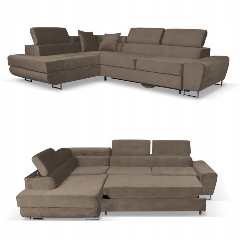 Sofa kanapa do salonu rozkładany lewy Family Meble Bosso brązowy 1szt