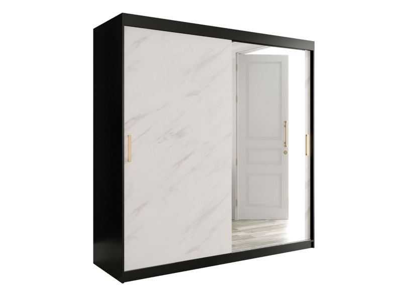 Szafa MIRJAN 24 Marmur T2 200 czarny mat / biały marmur 1 szt.