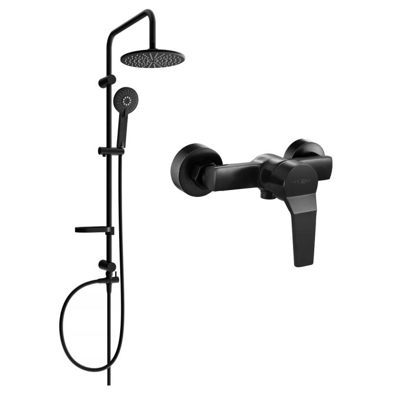 Zestaw prysznicowy natynkowy Mexen Caro czarny 1 szt.