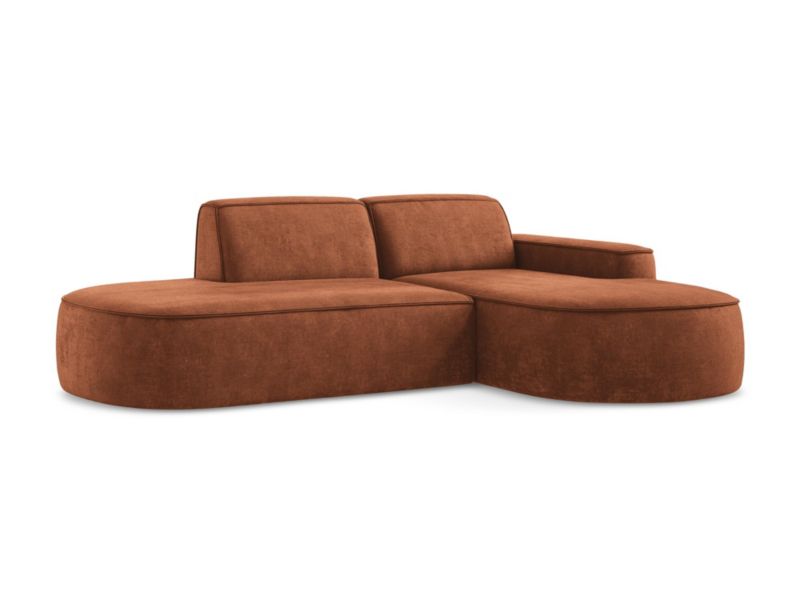Narożnik prawostronny LaMiaSofa MELISSA z tkaniny szenilowej 284x166 cm terakota 1 szt.
