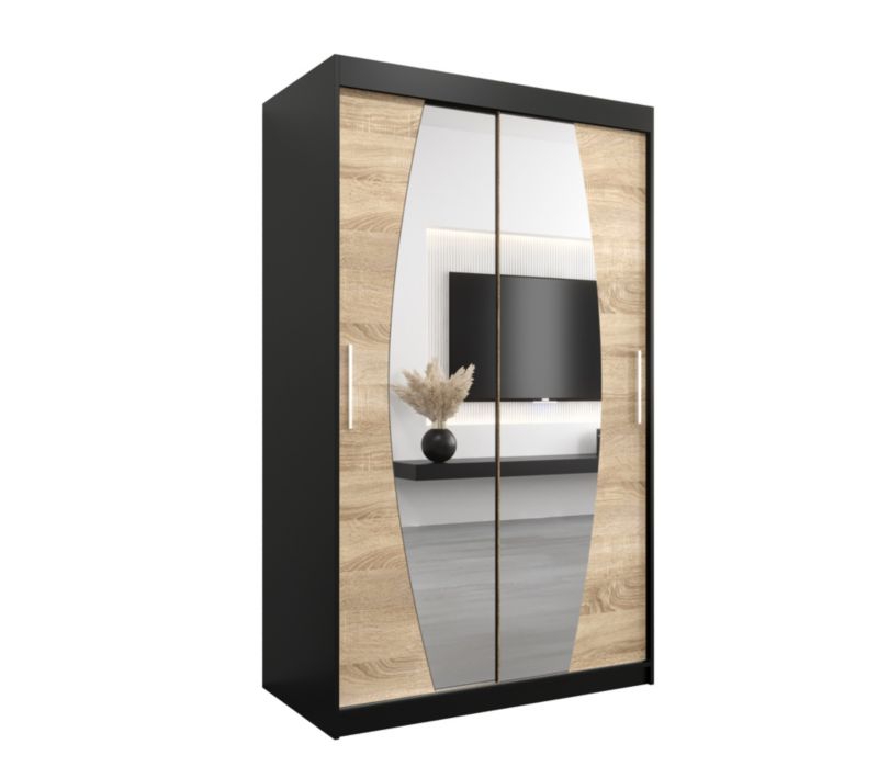 Szafa przesuwna Garderoba Abiks ELYPSE 120 czarny mat + dąb sonoma 1 szt.