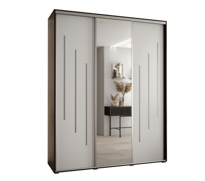 Szafa przesuwna Abiks DAVOS 9 wysoka szer.200cm gł.60cm czarny/biały/srebrny 1szt.