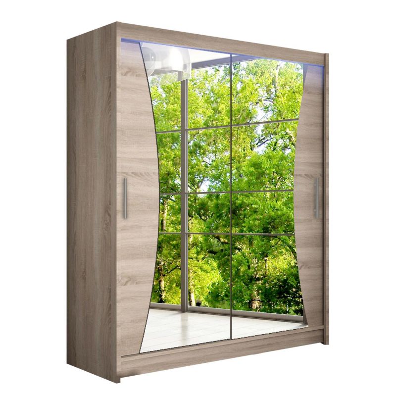 Szafa MIRJAN 24 z drzwiami przesuwnymi Presto IX z oświetleniem RGB trufel/lustro 1 szt.