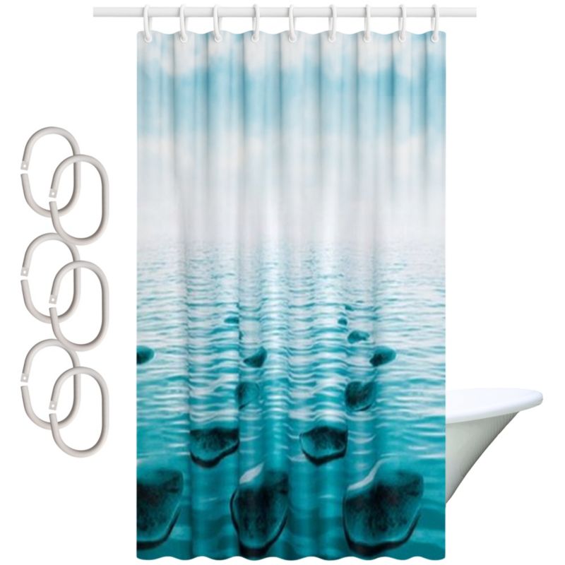 Zasłona prysznicowa Estiva tekstylna 120x200 wzór kamienie w wodzie 1 szt.