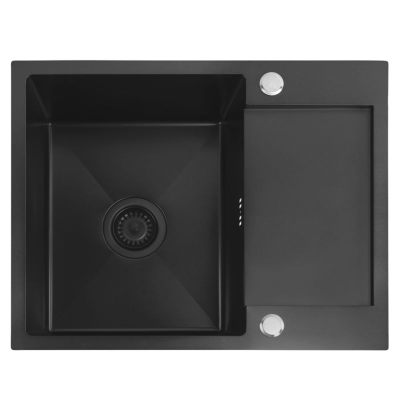 Zlewozmywak Stalowy Z Baterią Kuchenną Rea Paul Czarny 60X48X18,5Cm + Bateria Kuchenna Fresh Czarna 1 Szt