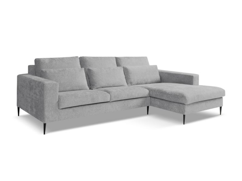 Narożnik prawostronny LaMiaSofa DIANO z tkaniny szenilowej 268x173 cm jasny szary 1 szt.