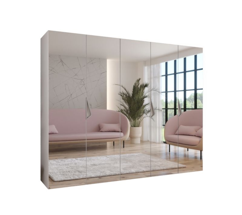 Szafa uchylna z lustrem otwierana Abiks SANDI 3 250 wys 202 cm Biały + Kaszmir 1 szt