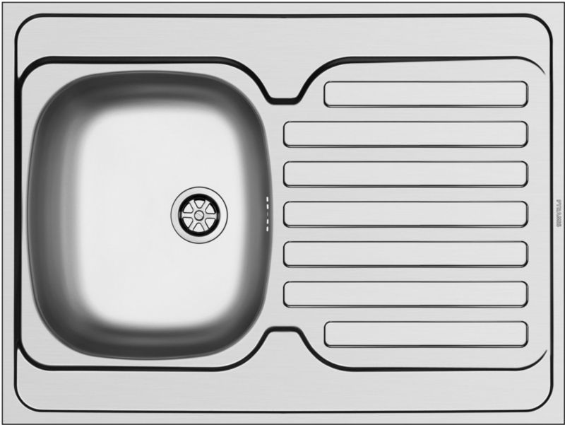 Zlewozmywak stalowy Pyramis Intl 80x60 cm nakładany len 1-komorowy odwracalny syfon 1 szt.