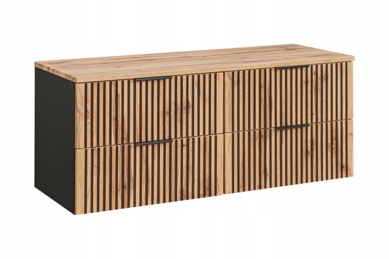 Szafka łazienkowa Furnidea 160 cm wisząca czarna dąb z blatem XILO 1 szt.