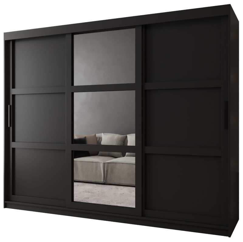 Szafa przesuwna Garderoba Abiks MIROR 3 250 czarny 1 szt.