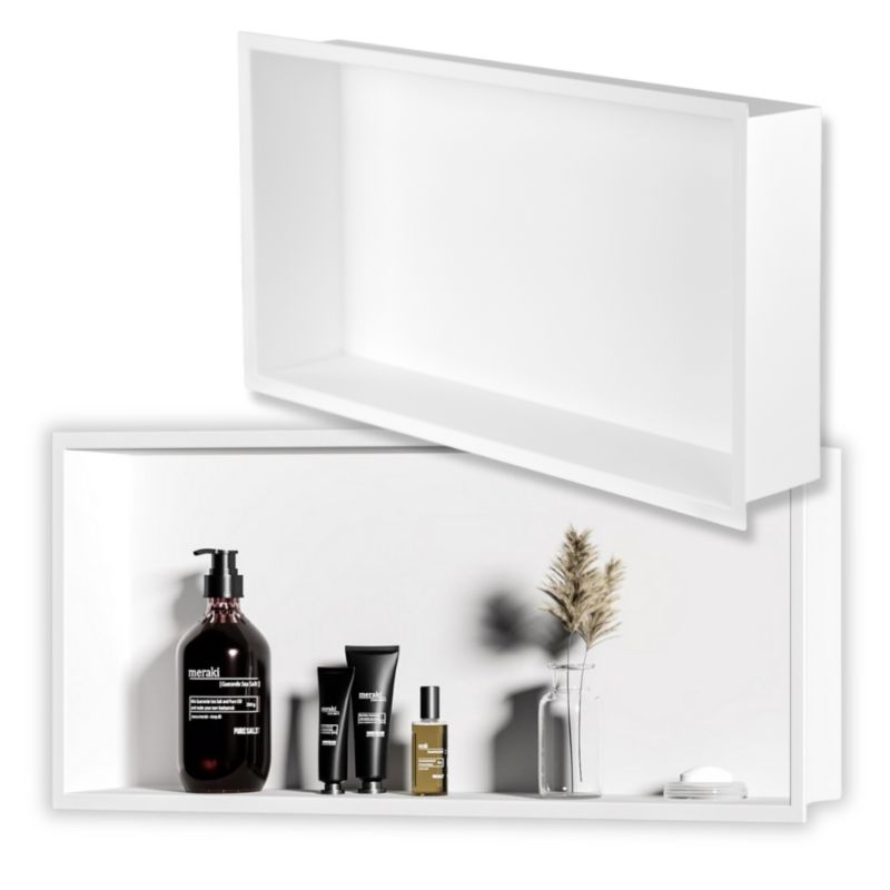 Półka Wnękowa Seddo Stal Nierdzewna Biały Mat Bezszwowa Lakier Proszkowy Montaż Podtynkowy 60x30x10 Cm 1 Szt.