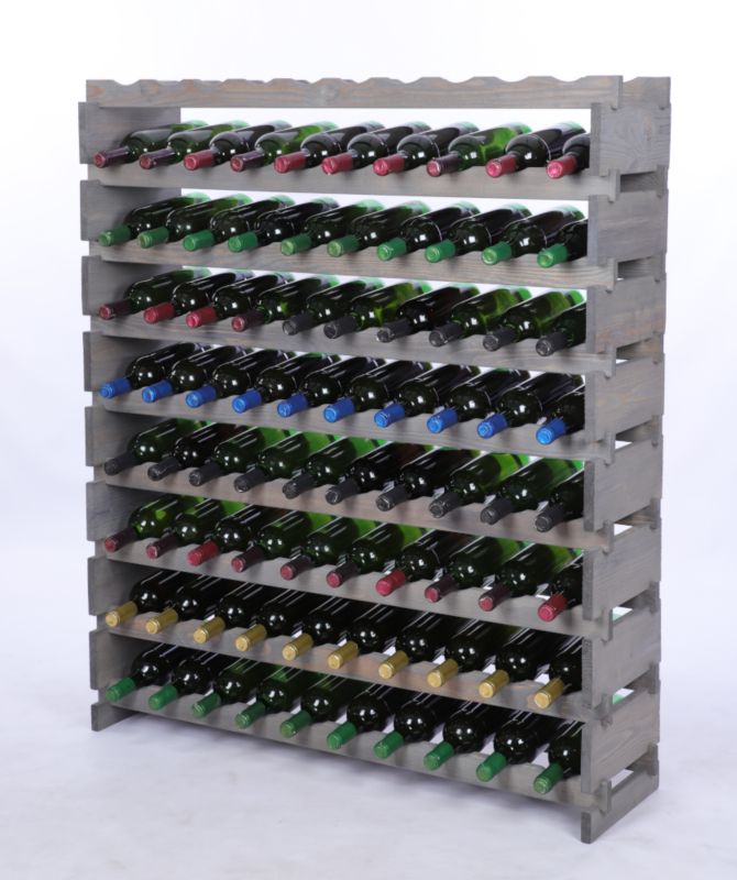 Stojak na wino MODO24 regał modułowy na butelki 9 leżni x 10 butelek montaż bez narzędzi impregnacja szara 1 szt.