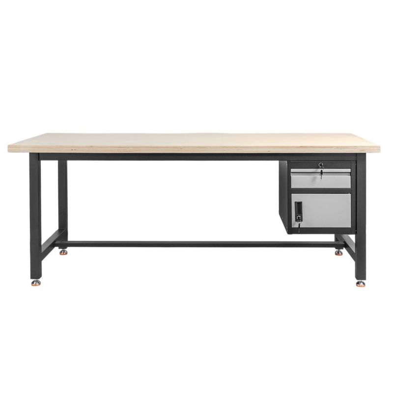 Stół warsztatowy Mega-M z szafką i szufladą 200x75x80cm grafitowy 1szt.