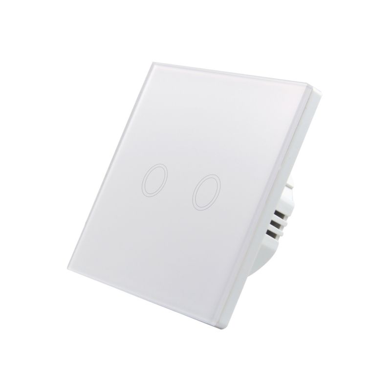 Włącznik dotykowy podwójny MasterLED szklany biały IP54 3-300W z podświetleniem 1 szt.