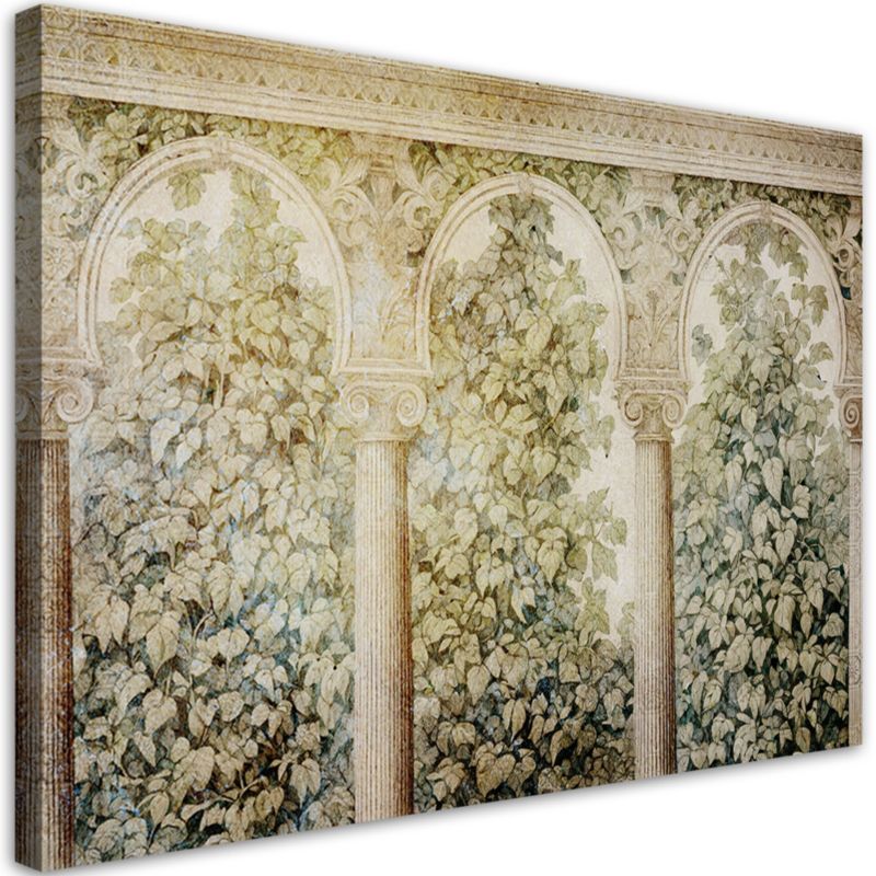 Obraz do salonu sypialni Feeby Kolumny Bluszcz Rośliny Beżowy 90x60 cm 1szt