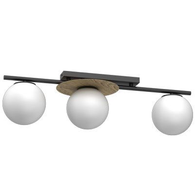Lampa sufitowa wisząca Luminex Orbital czarny mat-jasne drewno-biała wym: 21 x 74 x 24 cm 3xE27 x 15W 1 szt.