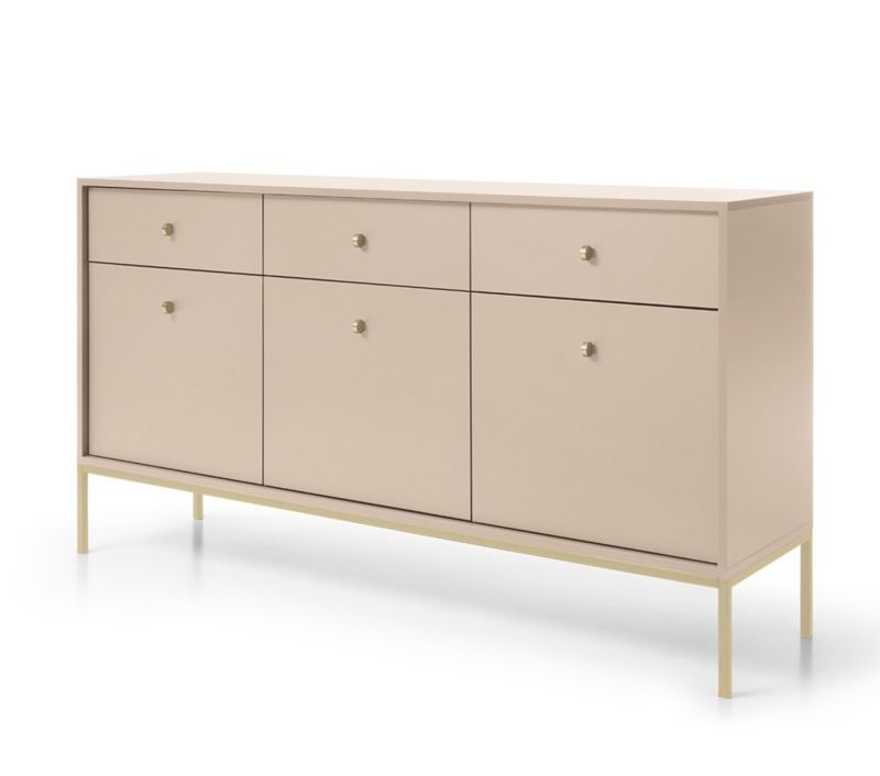 Komoda trzydrzwiowa z szufladami Bettso Molly 154 cm na złotym stelażu beżowy 1szt.