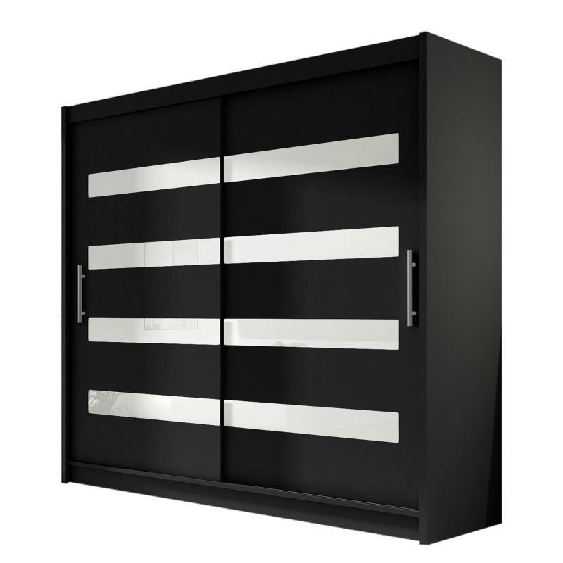 Szafa MIRJAN 24 z drzwiami przesuwnymi London XI czarny/biały lacobel 1 szt.