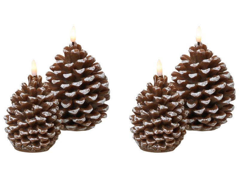 Zestaw 4 świec LED Ivresse Szyszka 15/12 cm Brązowy 1 kpl