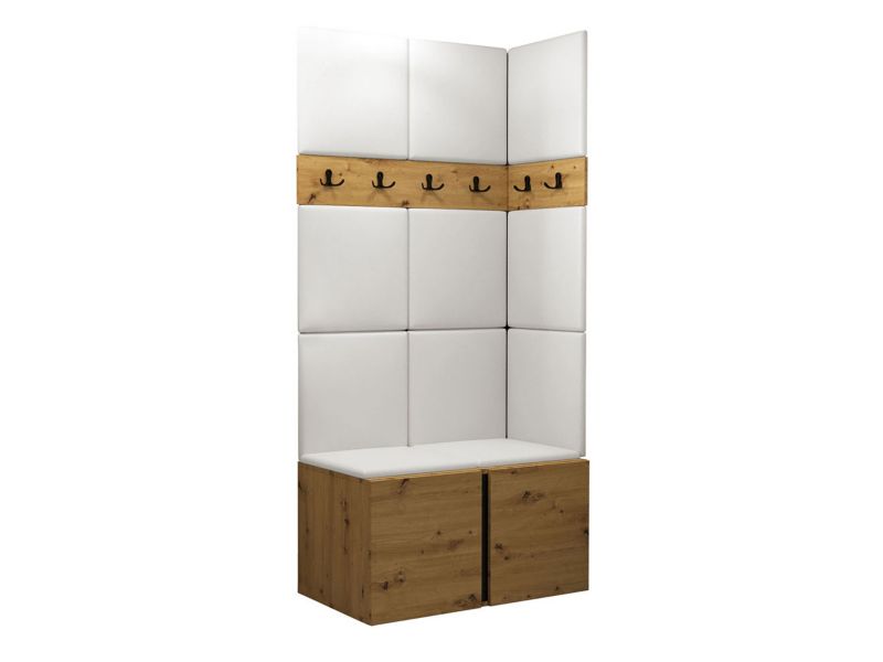 Garderoba MIRJAN 24 Orion I dąb artisan/czarny + biała ekoskóra 1 kpl.