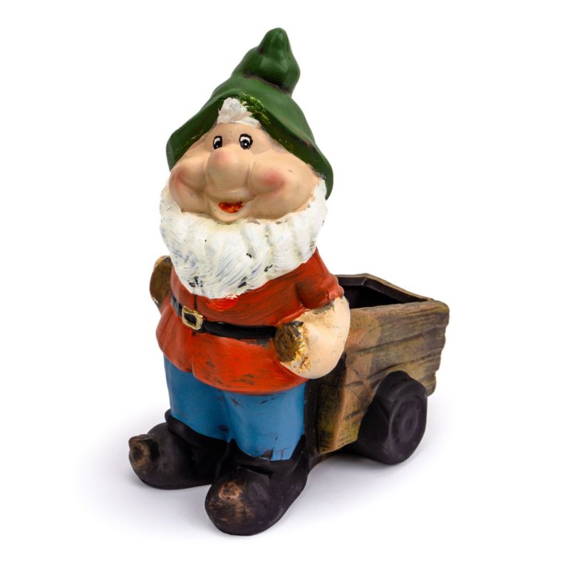 Krasnal ogrodowy, S&Garden, z taczką 24,5 cm, 1 szt.