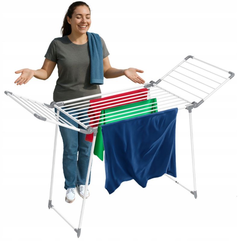 Suszarka na pranie Rodeno biała grube pręty składana 1 szt.