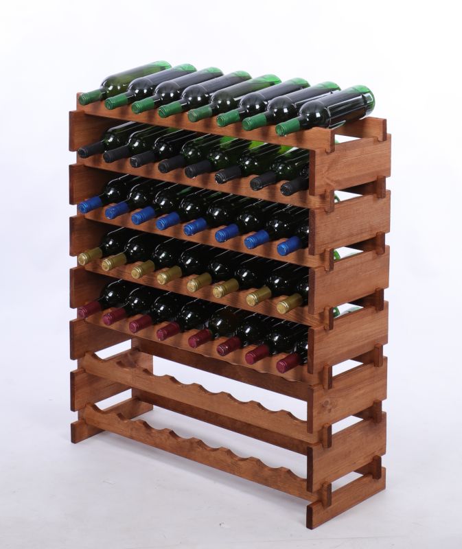 Stojak na wino MODO24 regał modułowy na butelki 7 leżni x 8 butelek montaż bez narzędzi impregnacja brązowa 1 szt.