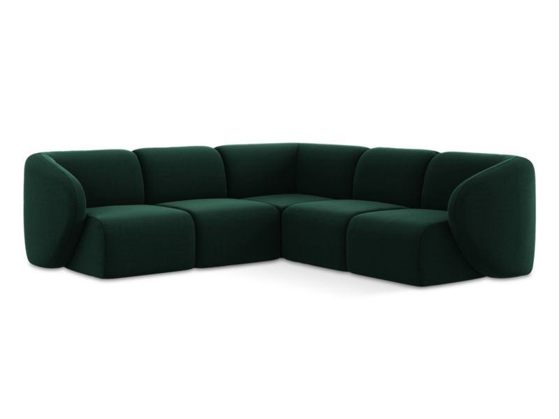 Modułowy narożnik LaMiaSofa CERVO z tkaniny welwetowej 251x251 cm butelkowa zieleń 1 szt.