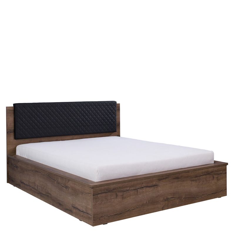 Łóżko tapicerowane MIRJAN 24 Denver 160x200 dąb monastery + czarna ekoskóra 1 szt.