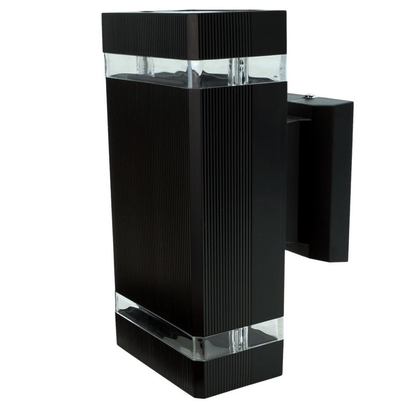 Kinkiet ścienny zewnętrzny IdeaLED Vela czarno-przezroczysty 2 x GU10 x 30W IP54 wym: 22,5 x 11 x 13 cm - 1 szt.