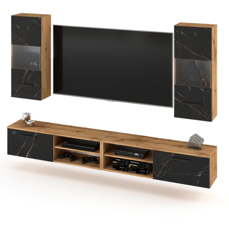 Meblościanka Hurtownia-Mebli 4 Drzwi Bandle 240cm Dąb Wotan San Sebastian 240x40x135 cm 1szt.