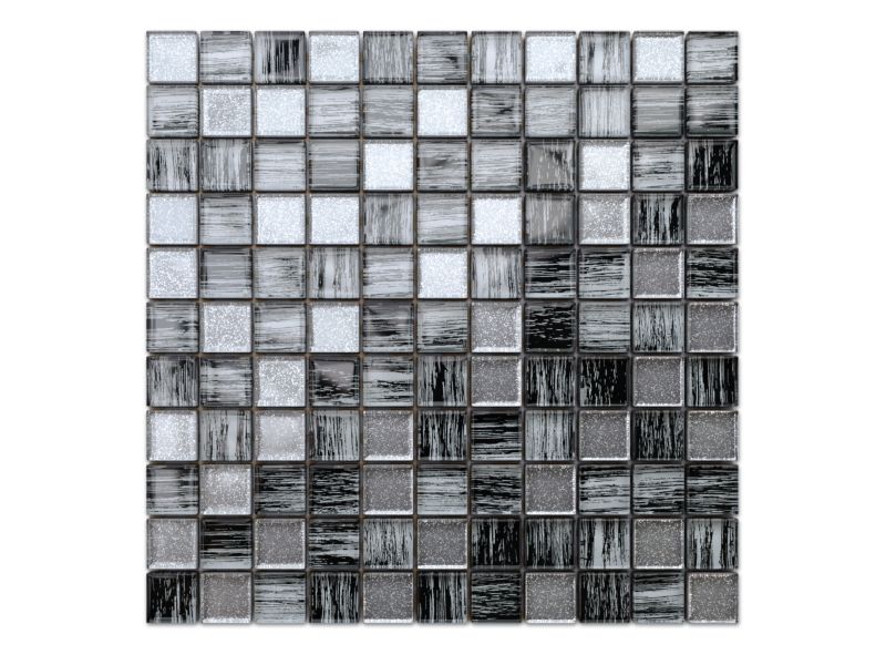 Mozaika szklana Ilcom silver brokat aluminium jeans 30x30cm 1 szt.