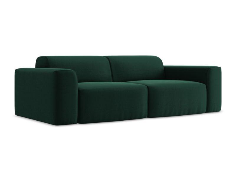 3-osobowa kanapa modułowa LaMiaSofa BOVA z tkaniny welwetowej 240x104 cm butelkowa zieleń 1 szt.