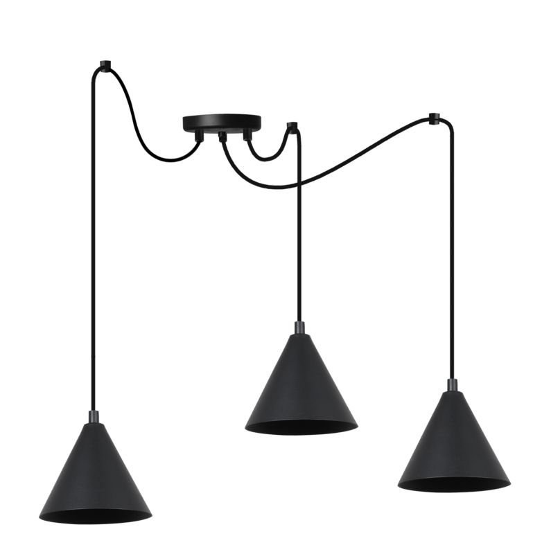 Lampa sufitowa wisząca Light Home LH Pająk Soho 3x E27 60W klosz 14cm czarny 1szt.