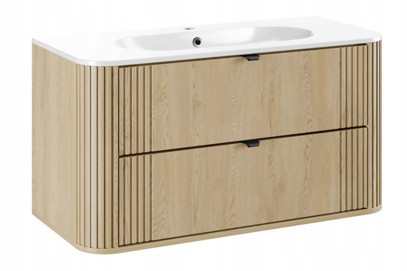 Szafka pod umywalkę Furnidea 100 cm dąb Cremona z umywalką PURE Ovalia Cremona 1 szt.