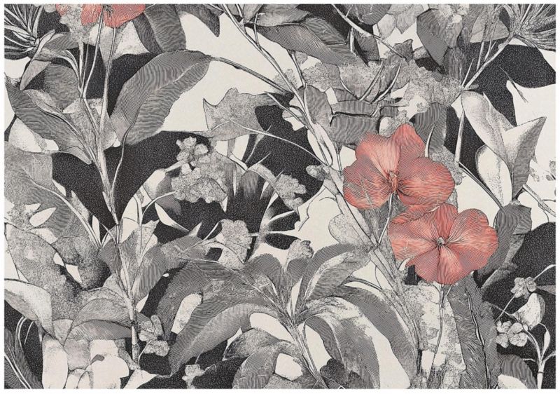 Tapeta Do Sypialni Salonu Kuchni WALLARENA 300x210 cm Fototapeta Na Flizelinie Kwiaty Liście 1 szt.