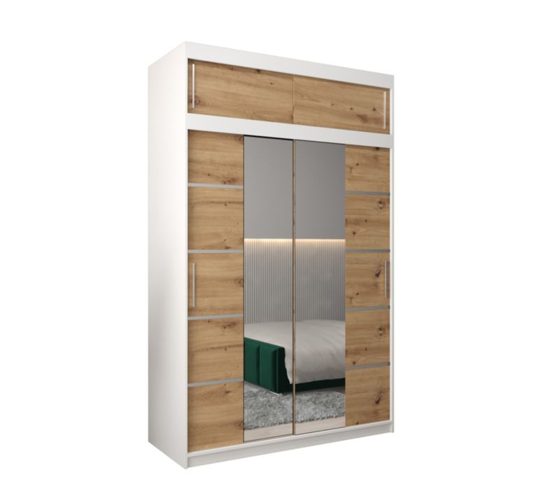 Szafa przesuwna Abiks Verona 4 150 biały + artisan z nadstawką 1 szt.