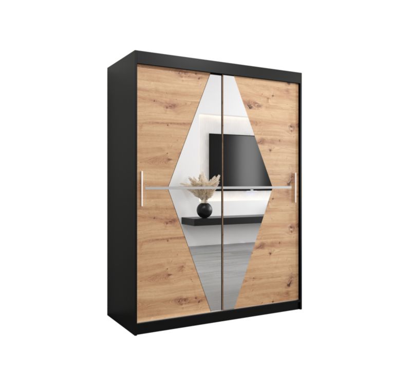Szafa przesuwna Garderoba Abiks BOLIWIA 150 czarny mat + dąb artisan 1 szt.