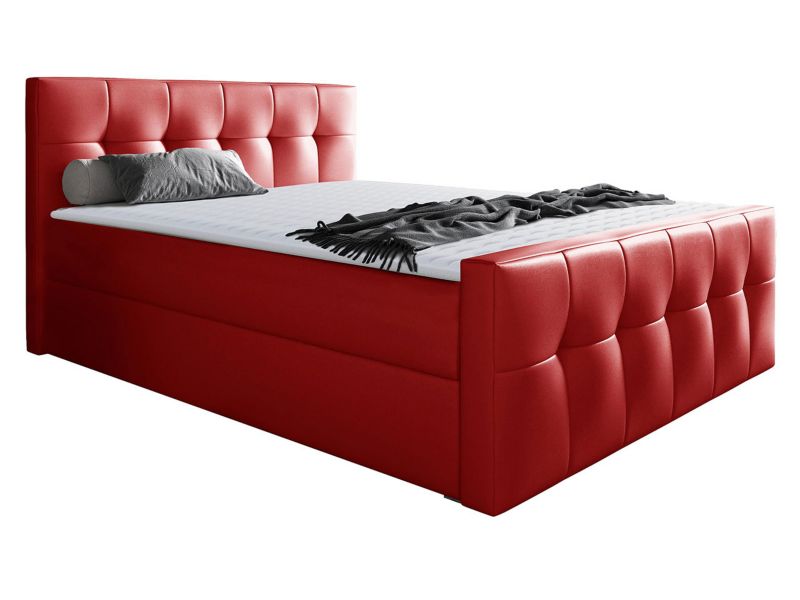 Łóżko kontynentalne MIRJAN 24 Malibu 140x200 ekoskóra czerwony 1 szt.