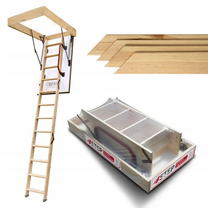 Schody Strychowe 4Step Extra 130x80 0,86 W/m2k + Listwy Zestaw 4szt.