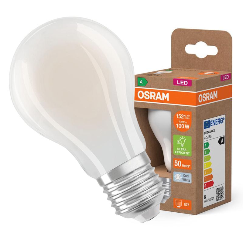 Żarówka LED Osram A60 E27 7.2W 1521lm 4000K 320st Filament 1 szt.