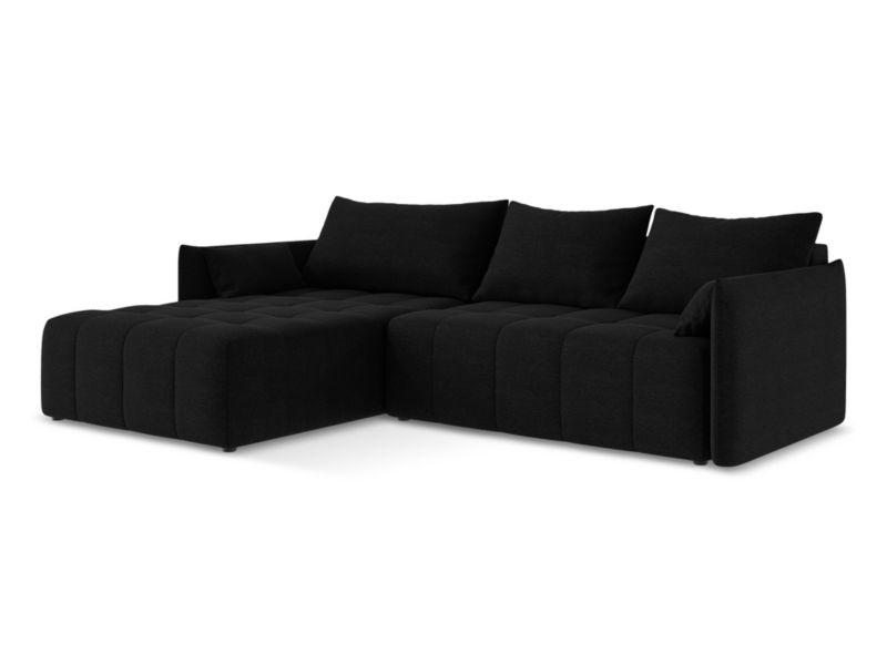 Narożnik lewostronny z funkcją spania LaMiaSofa BOLSENA z tkaniny bouclé 260x180 cm czarny 1 szt.