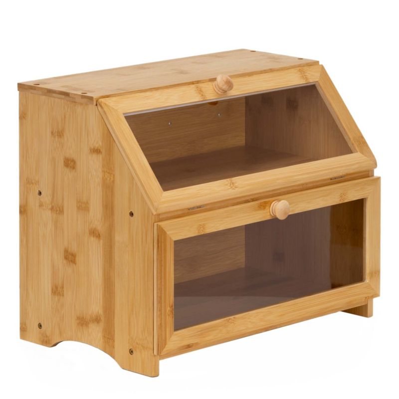 Chlebak zamykany, dwupoziomowy Springos szafka na pieczywo, pojemnik na chleb, bambusowy 1 szt.