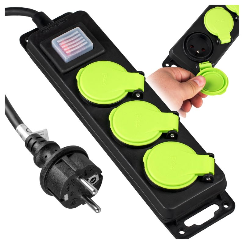 Przedłużacz ogrodowy budowlany Vayox VA0376 3 gniazda z włącznikiem 5m 16A/3680W 1 szt.